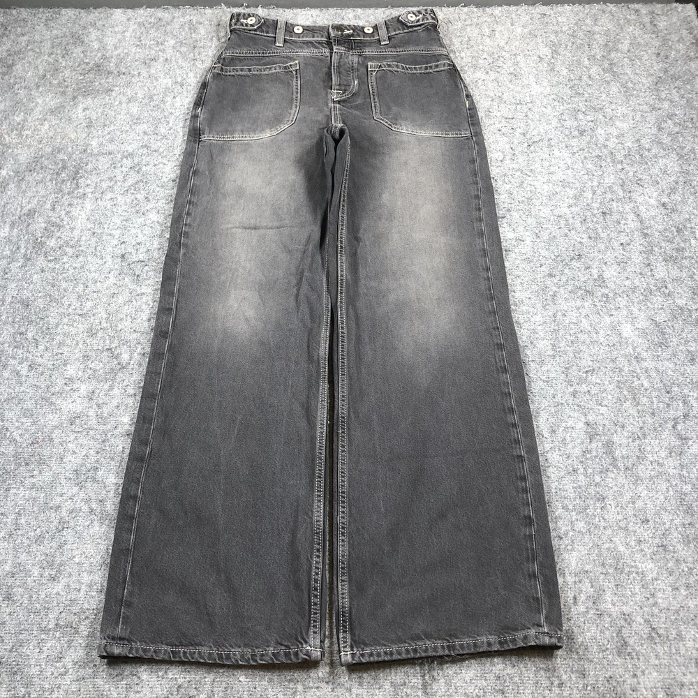 We The Free Jeans Womens 25 Gray High Rise Wide Leg Charcoal Cotton Denim Grunge